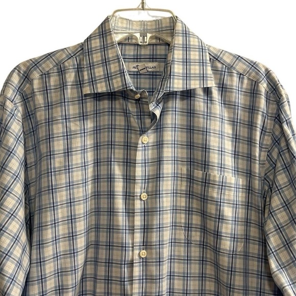 Peter Millar Men's Plaid Long Sleeve Button-Up Shirt Blue Size L - Picture 2 of 16